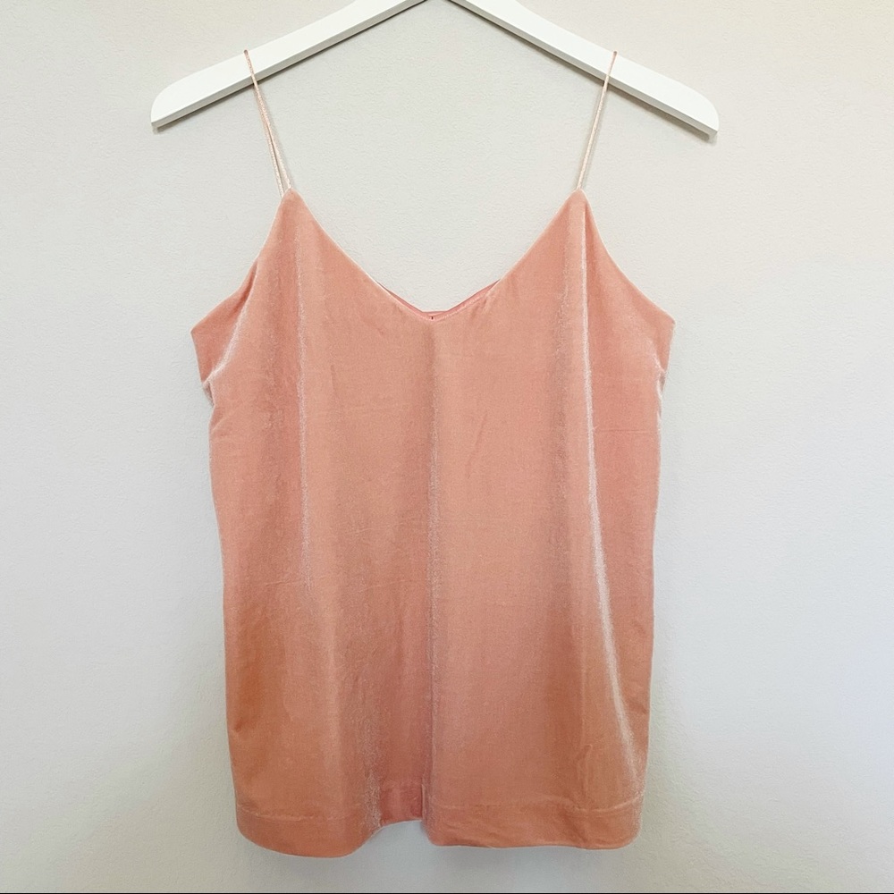 Weekday Light Pink Trina Velvet Singlet Cami Spaghetti Strap Top Size XS
